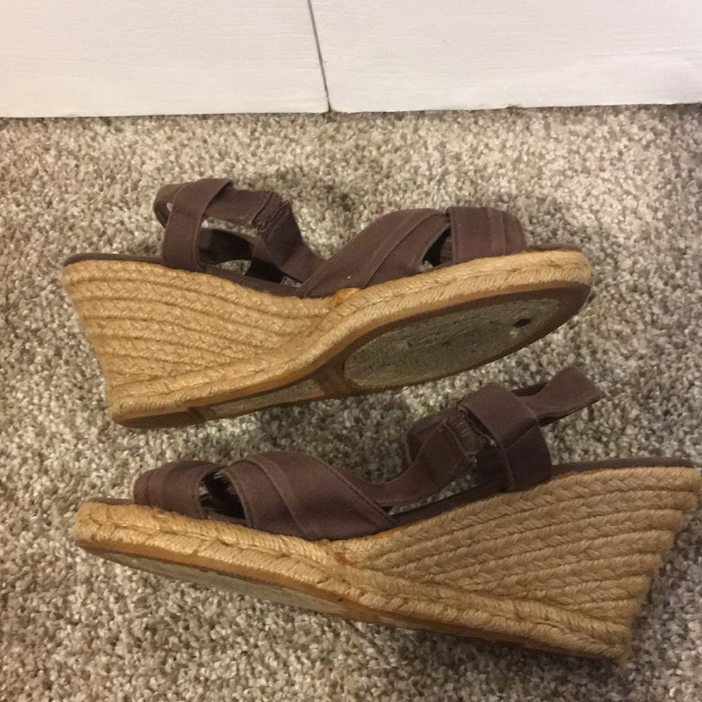 Brown Wedge High Heel Sandals Size 6M